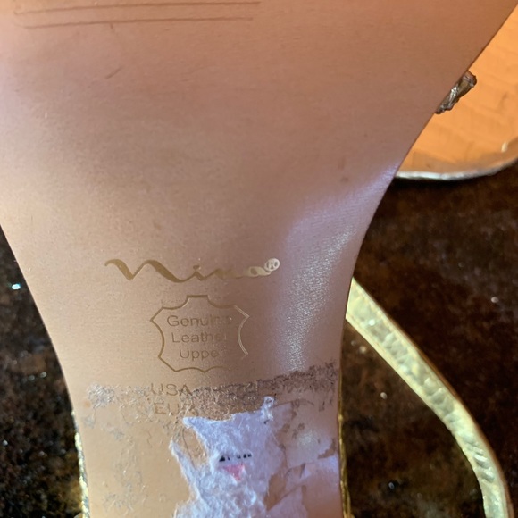🌈 Nina Gold Leather Strappy Heels - Picture 4 of 4